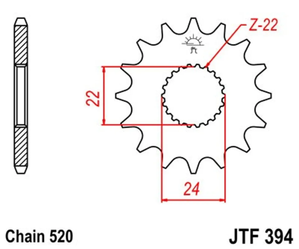 Řetězové kolečko JT JTF 394-15 15 zubů, 520 Poslední Šance