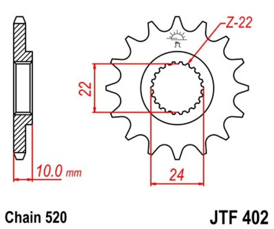 Hit Sezóny Řetězové kolečko JT JTF 402-14 14 zubů, 520