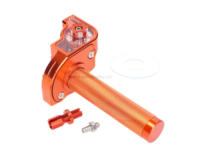 Nejlepší Volba Rukojeť plynu krátký zdvih oranžová CNC pro 22mm řídítka pro moped, skútr